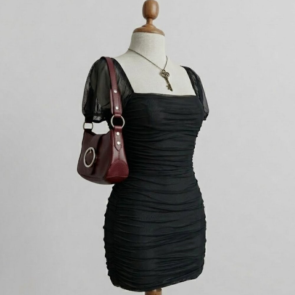 Little Black Dress Fitted Stretchy Sexy Off the Shoulder Princess Poly size 0